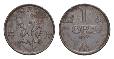 Норвегия 1 эре 1944 Хокон VII (1905-1957) KM 387 железо 4632-1055