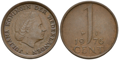 Нидерланды 1 цент 1976 Юлиана (1949-1980) KM 180 бронза    4598-261
