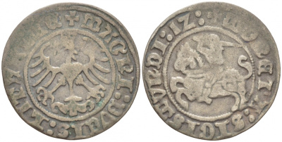 Польша 1/2 гроша (полугрош) 1512 Сигизмунд I Старый (1506-1548), вес 1,14 гр. Gumowski 507 Var. серебро 00-803-33