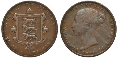 Джерси 1/26 шиллинга 1844 Виктория (1837-1901) KM 2 медь 650-121