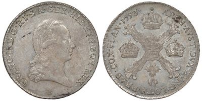 Австрийские Нидерланды 1/4 кроненталера 1793 Франц II (1792-1835) KM 60 серебро 503-131