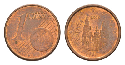 Испания 1 евроцент 2016 KM 1144 сталь плакированная медью 4630-439