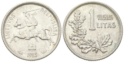 Литва 1 лит 1925 KM 76 серебро 4615-125