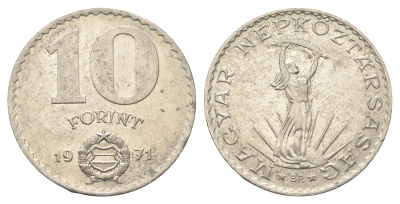 Венгрия 10 форинтов 1971 BP, Статуя свободы KM 595 никель 4666-231