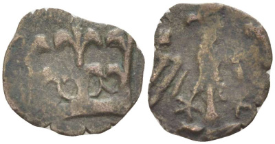 Польша 1 денарий 1389-1395 Владислав II (1138-1146), вторая группа с нижним обрезом короны, без точек и колечек, вес 0,34 гр. серебро 1517-433