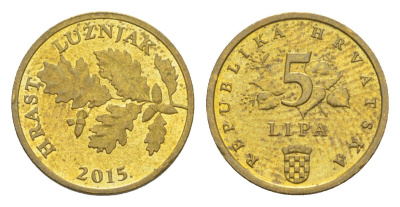 Хорватия 5 лип 2015 KM 5 сталь плакированная латунью 4613-159