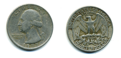 США 25 центов (квотер) 1977 Вашингтон KM A164a медь плакированная медно-никелем 59-1912