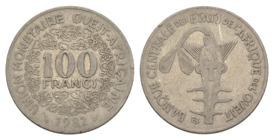 Западная Африка (BCEAO) 100 франков 1982 Центральный банк государств Западной Африки KM 4 никель 4642-334