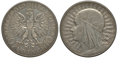 Польша 10 злотых 1933 королева Ядвига, монетный двор Варшава KM 22 серебро 1515-1821