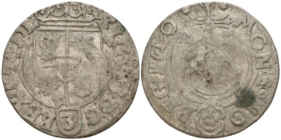Польша 3 полкера (3 полторака - 1 крейцер) 1625 Сигизмунд III Ваза (1587-1632) Gorecki B.25, KM 41 серебро 4160-165