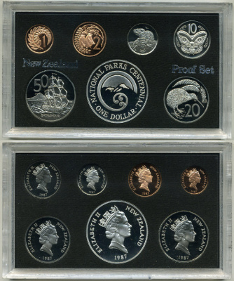 Новая Зеландия официальный набор из 7 монет 1987 в оригинальной пластиковой упаковке серебро PROOF 1-4-1-06