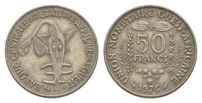 Западная Африка (BCEAO) 50 франков 1976 KM 6 медно-никель 4514-1011