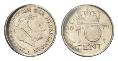 Нидерланды 10 центов 1975 Юлиана (1948-1980) KM 182 никель 4615-542