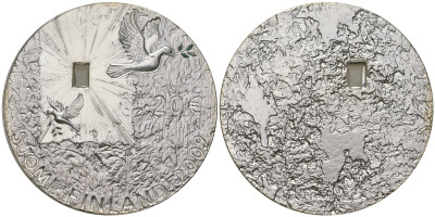 Финляндия 20 евро 2009 мир, защита, голубь KM 172 серебро  UNC  1095-5-23