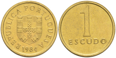 ПОРТУГАЛИЯ 1 ЭСКУДО 1984 KM 614 никель латунь 75-157