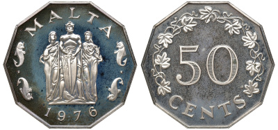 Мальта набор из 9 монет 1976 в оригинальной коробке с сертификатом KM PS2 PROOF 7-7-15