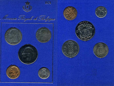 Бельгия набор из 5 монет (25 и 50 сантимов; 1, 5 и 10 франков) 1973 Belgique, в оригинальном буклете мондвора KM SS10 (134.1, 142.1, 148.1, 153.1 и 154.1) UNC 8-2-05-84