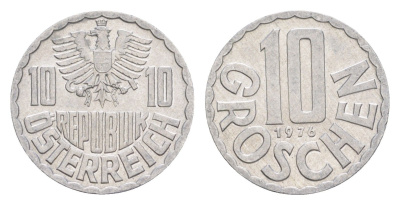 Австрия 10 грошей 1976 KM 2878 алюминий 4528-449