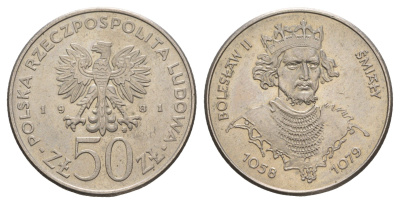 Польша 50 злотых 1981 Польские правители - Князь Болеслав II Смелый Y 124 медно-никель UNC 4653-716