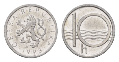 Чехия 10 геллеров 1993 KM 6 алюминий 4623-752