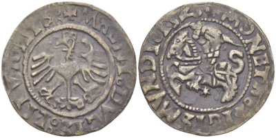 Польша 1/2 гроша (полугрош) 1523 Сигизмунд I Старый (1506-1548), вес 1,14 гр. серебро 00-00