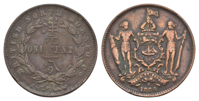 Северное Борнео 1 цент 1884 KM 2 бронза 4656-227