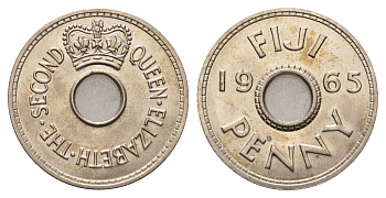Фиджи 1 пенни 1965 Елизавета II (1952-2022) KM 21 медно-никель UNC 4686-913