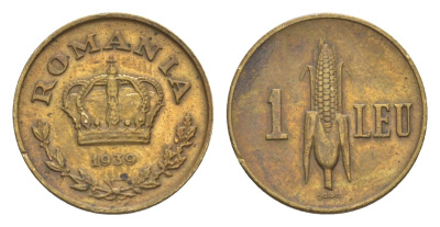 Румыния 1 лей 1939 KM 56 никель латунь 4632-1032