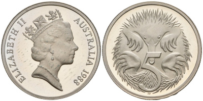 Австралия 5 центов 1988 KM 80 медно-никель PROOF 3711-1742