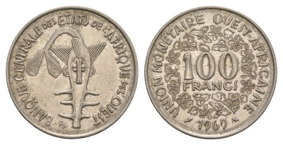 Западная Африка (BCEAO) 100 франков 1969 KM 4 никель 4656-913