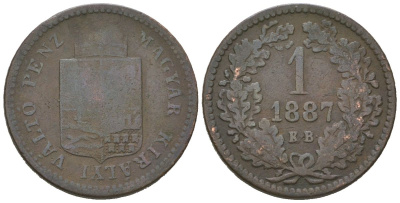 Венгрия 1 крейцер 1887 KB, Франц Иосиф I (1848-1916) KM 458 медь 4615-441