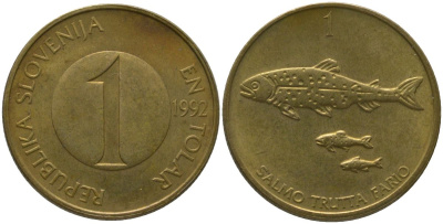 Словения 1 толар 1992 KM 4 латунь 4546-937