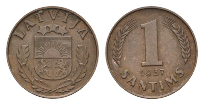 Латвия 1 сантим 1937 KM 10 бронза 4679-218