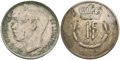 Люксембург 1 франк 1973 Герцог Жан (1964-2000) KM 55 медно-никель 4575-114