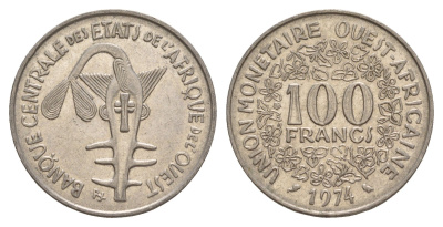 Западная Африка (BCEAO) 100 франков 1974 KM 4 никель 4650-747