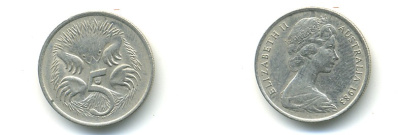 Австралия 5 центов 1988 Елизавета II (1952-2022), ехидна KM 80 медно-никель 56-434