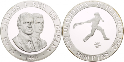 Испания 2000 песет 1990 XXV летние Олимпийские игры 1992 года в Барселоне, сквош KM 867 серебро PROOF 1088-8-64
