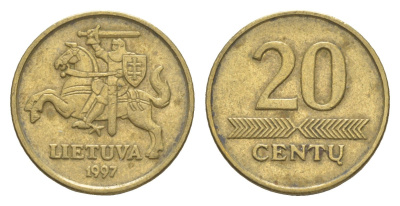 Литва 20 центов 1997 KM 107 никель латунь 4115-941