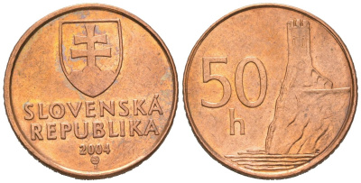 Словакия 50 геллеров 2004 MK KM 35 сталь плакированная медью 206-124