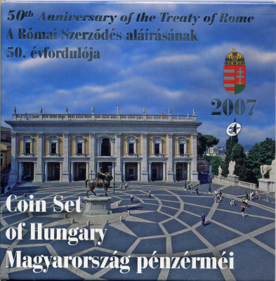Венгрия государственный набор из 8 монет 2007 50 лет Римскому договору, официальный выпуск, в оригинальном картонном буклете, тираж 5000 экз.    PROOF  3-4-4-09