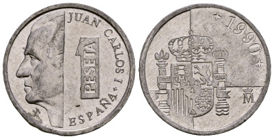 Испания 1 песета 1990 KM 832 алюминий 4173-669