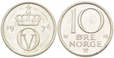 НОРВЕГИЯ 10 ЭРЕ 1976 КМ 416 медно-никель 3955-237