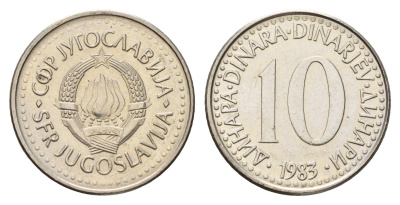 Югославия 10 динаров 1983 KM 89 медно-никель UNC 4675-247