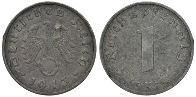 Германия 1 рейхспфенниг 1943 E KM 97, J. 369 цинк 4124-232