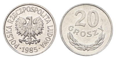Польша 20 грошей 1985 Y A47 алюминий UNC 4651-644