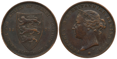 Джерси 1/24 шиллинга 1877 H, Виктория (1837-1901) KM 7 бронза 4393-154
