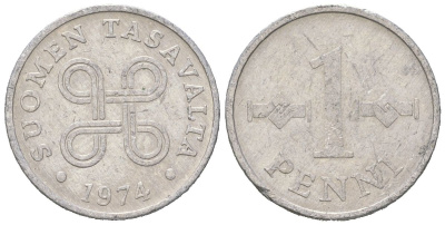 Финляндия 1 пенни 1974 KM 44a алюминий 4618-218