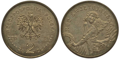 Польша 2 злотых 2006 MW, год ритуалов, Иван Купала (SWETIJARNSKA) KM 532 нордик UNC 4676-336