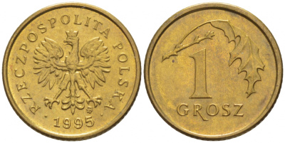 ПОЛЬША 1 ГРОШ 1995 MW KM 276 латунь UNC 4516-1043