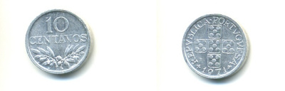 ПОРТУГАЛИЯ 10 СЕНТАВО 1971 KM 594 алюминий 80-826